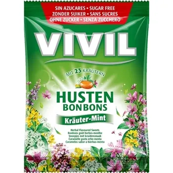 VIVIL BONBONS HUSTEN 1×60 g, drops s mentolovo-bylinkovou príchuťou s 23 bylinami, bez cukru