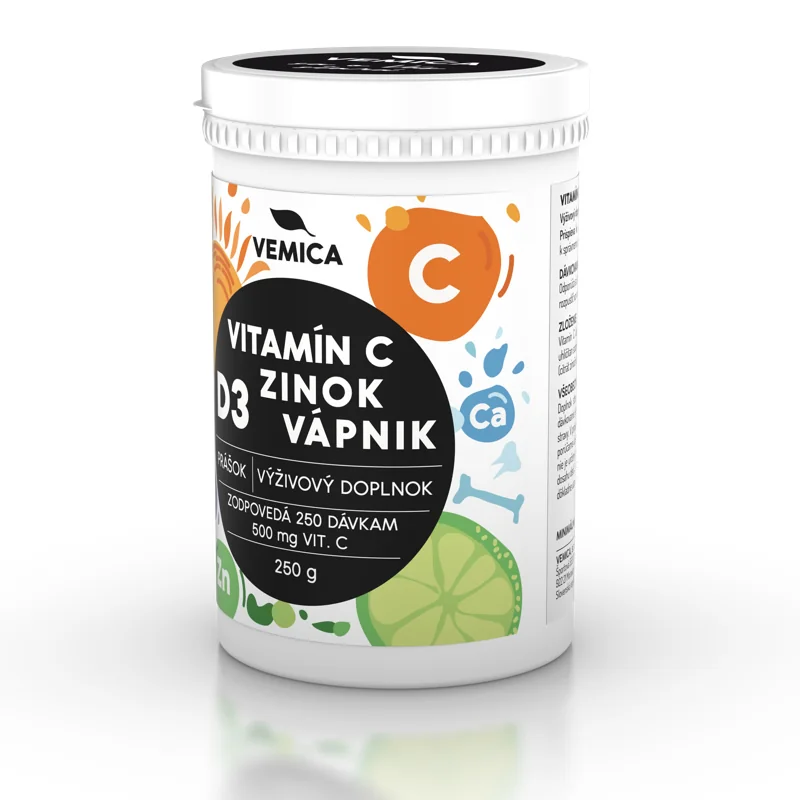 Vitamín C + D3 + Zinok + Vápnik /250 dávok