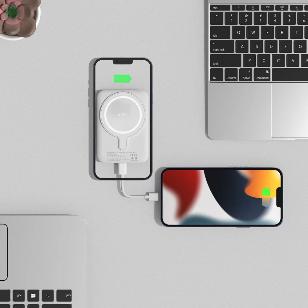 Tech-Protect PB10 MagSafe Power Bank 5000mAh, biely