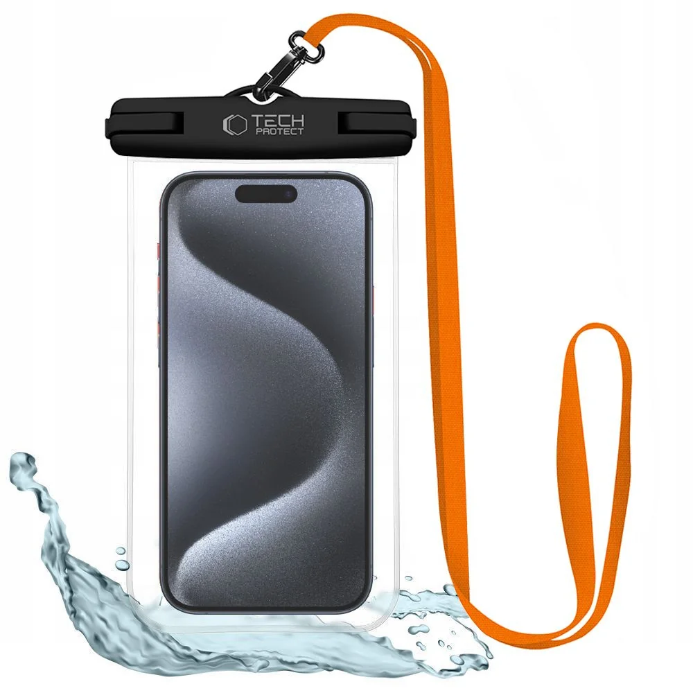Tech-Protect UWC7 vodotesné puzdro na mobil 6.9'' čierne/oranžové