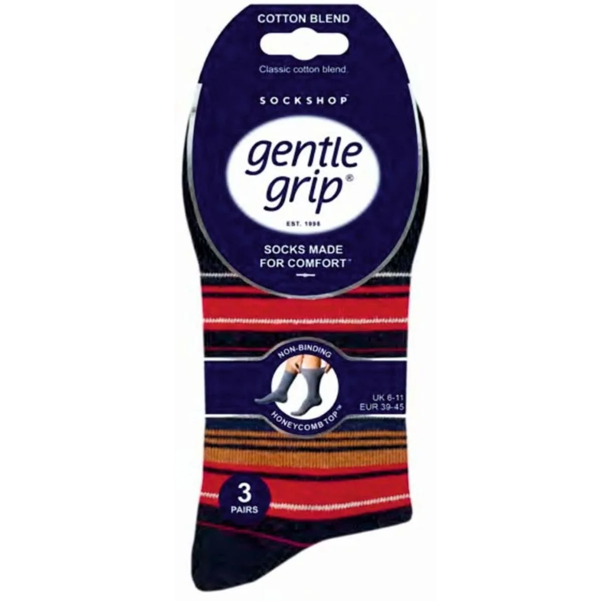 Pánske 3 páry módne bavlnené ponožky Gentle Grip CABANA lem bez gumičiek Veľkosť ponožiek 39-45