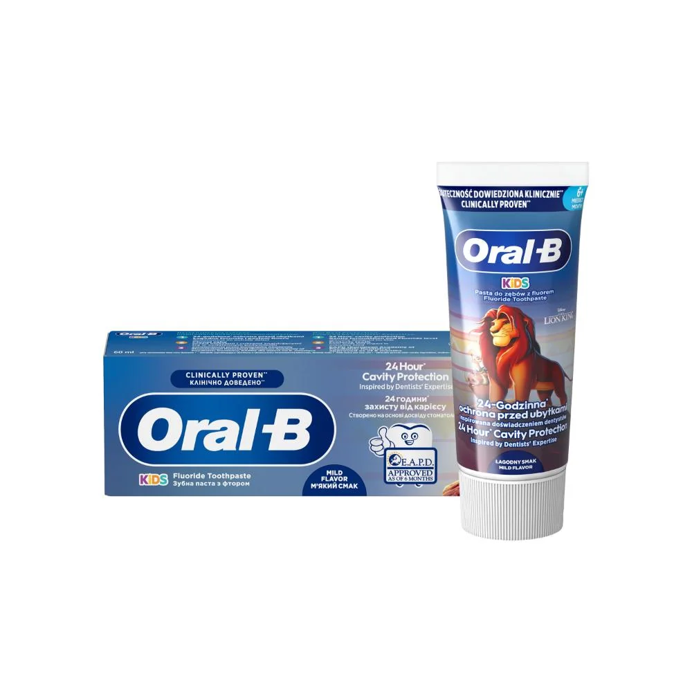 Oral-B Kids Leví Kráľ zubná pasta pre deti od 6 mesiacov do 6 rokov, ovocná príchuť 60 ml