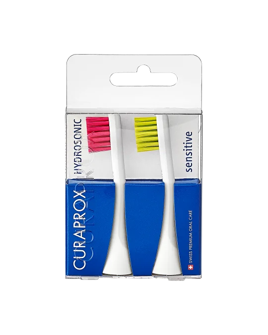 CURAPROX Hydrosonická náhradná hlavica PRO sensitive - magenta/zelená 2 ks