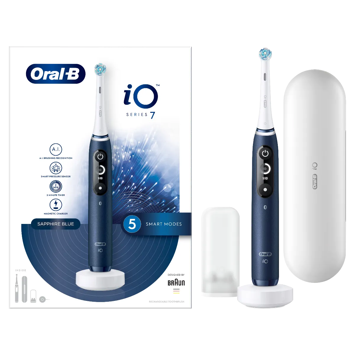 Oral B iO Series 7 Blue Elektrická zubná kefka 1×1 ks, elektrická zubná kefka