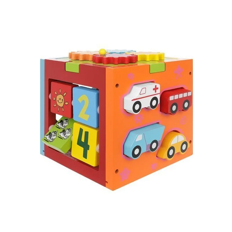 Kocka edukačná drevená Wooden Toys 15x15x15cm