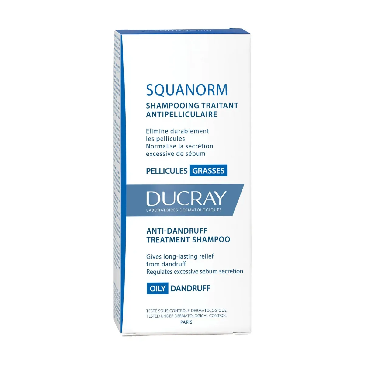 DUCRAY SQUANORM - PELLICULES GRASSES 1×200 ml, šampón proti mastným lupinám