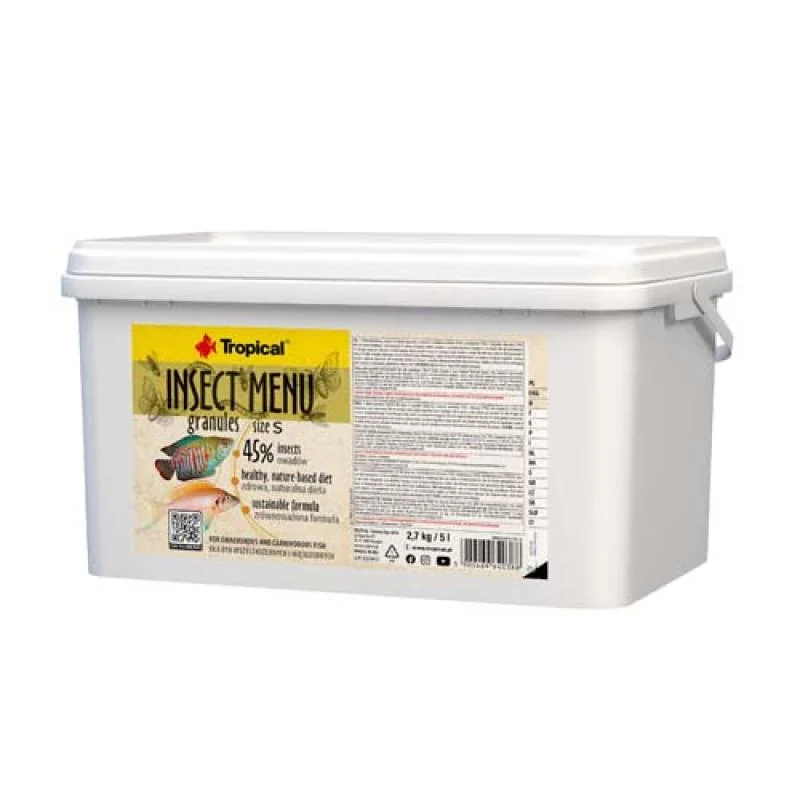 TROPICAL Insect Menu Granules Size S 5L/2,7kg krmivo pre ryby s vysokým obsahom hmyzu