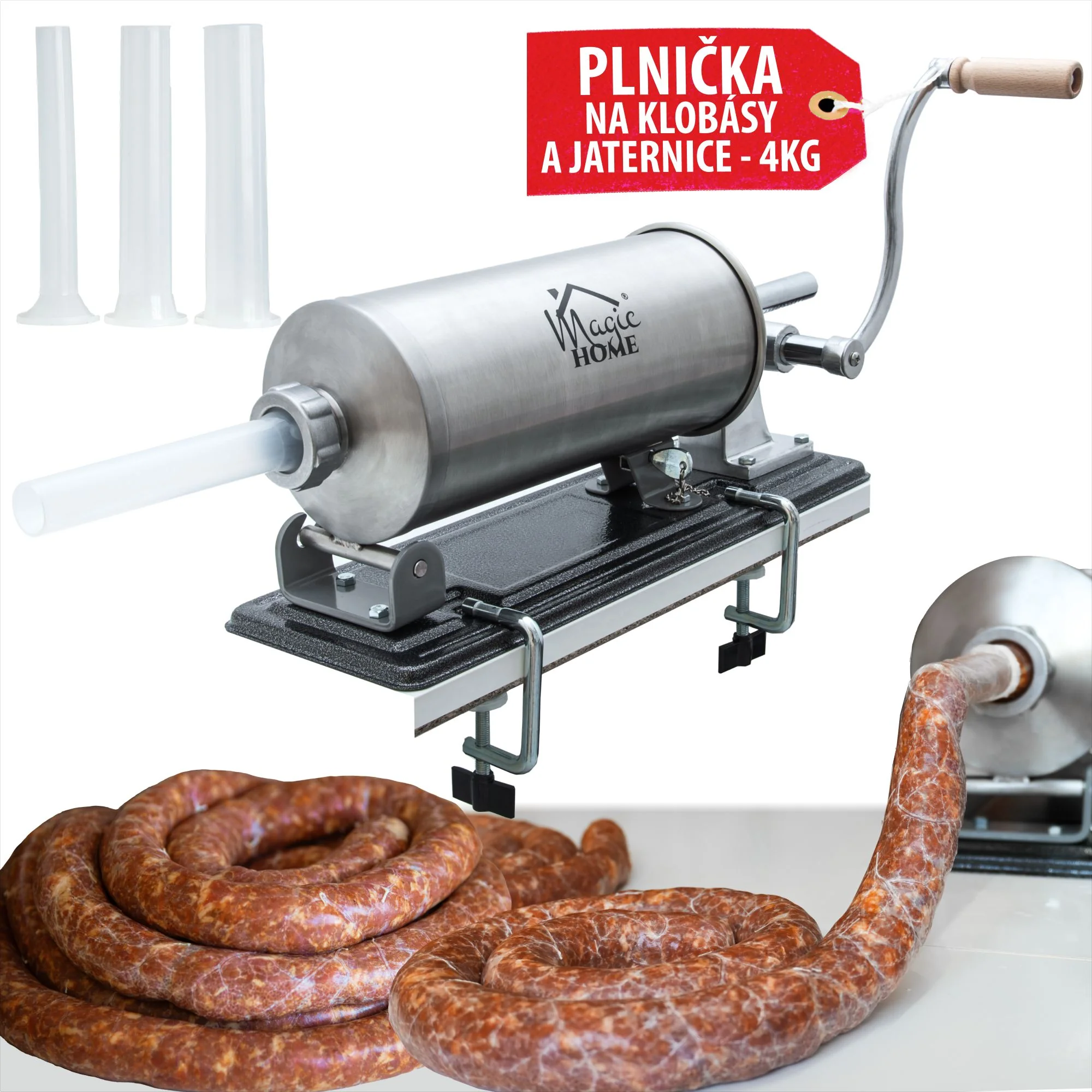 MagicHome ručná plnička SM208, 1 ks Na klobásy a jaternice, horizontálna, 4 kg