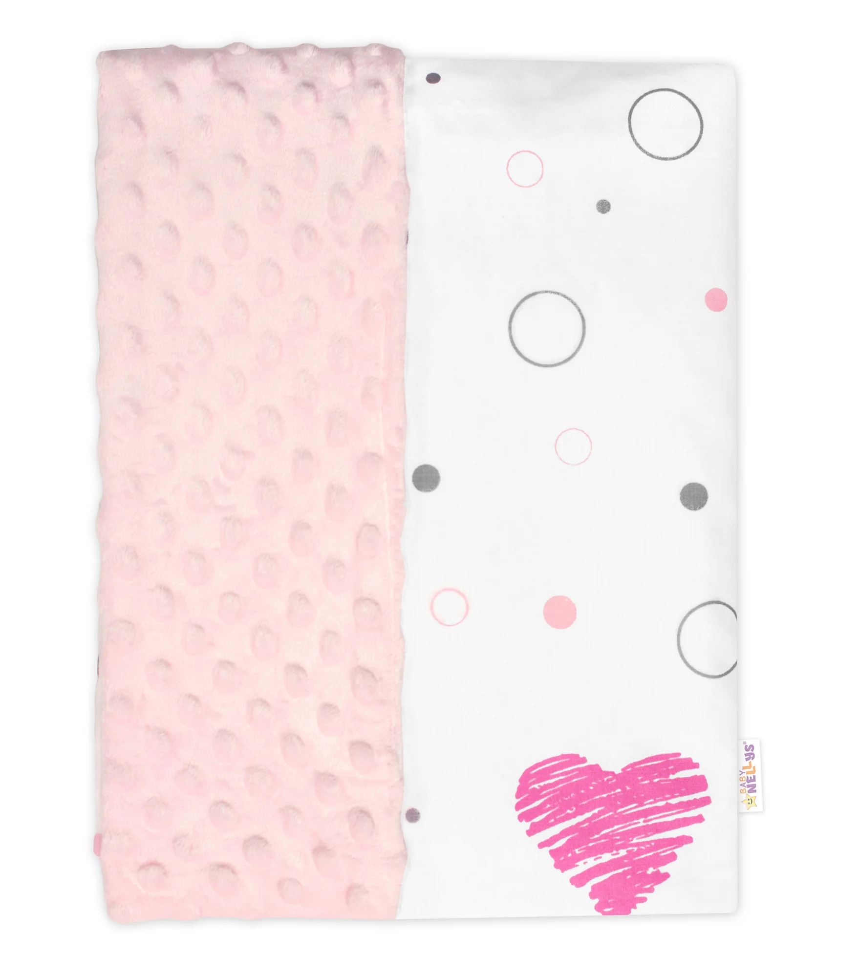 Súprava do kočíka s uškami 2D, minky/bavlna, I love Girl Baby Nellys, ružová/biela