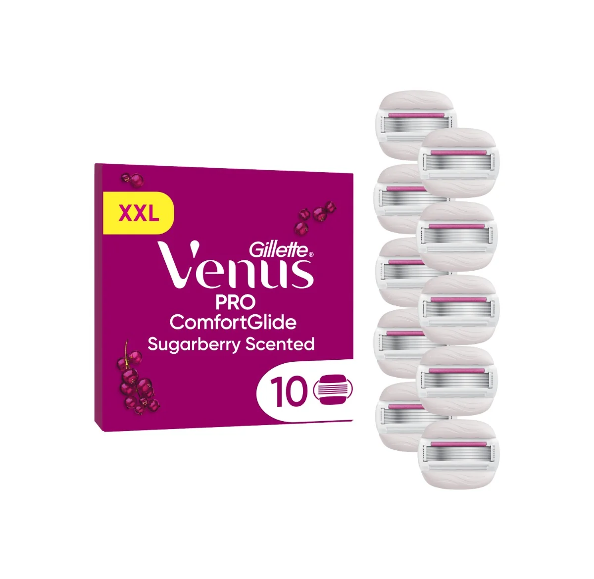 Gillette Venus Pro ComfortGlide Sugarberry holiace hlavice, 10 ks 10 ks
