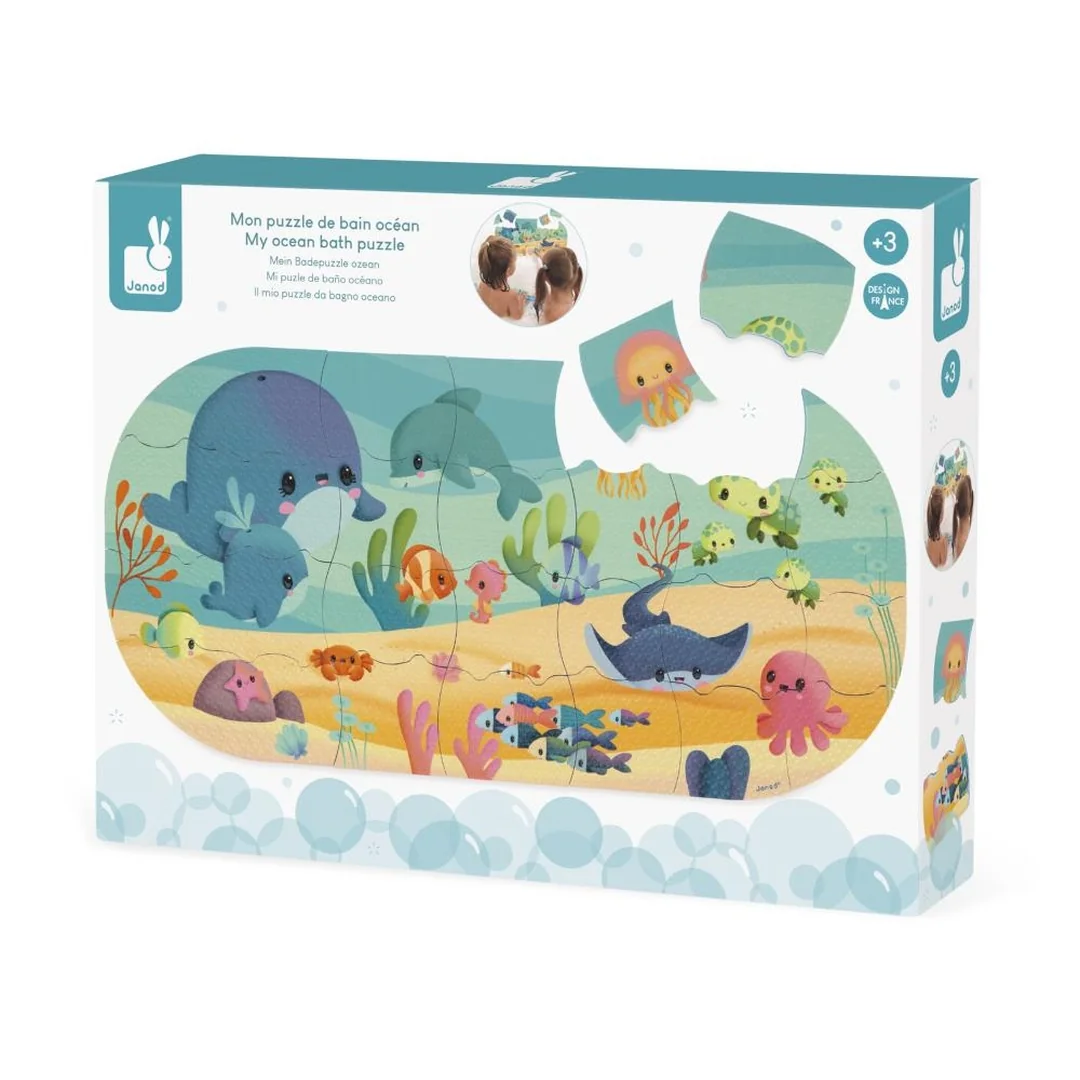 Janod Hračka do vody mäkké puzzle Morské zvieratká 28 ks