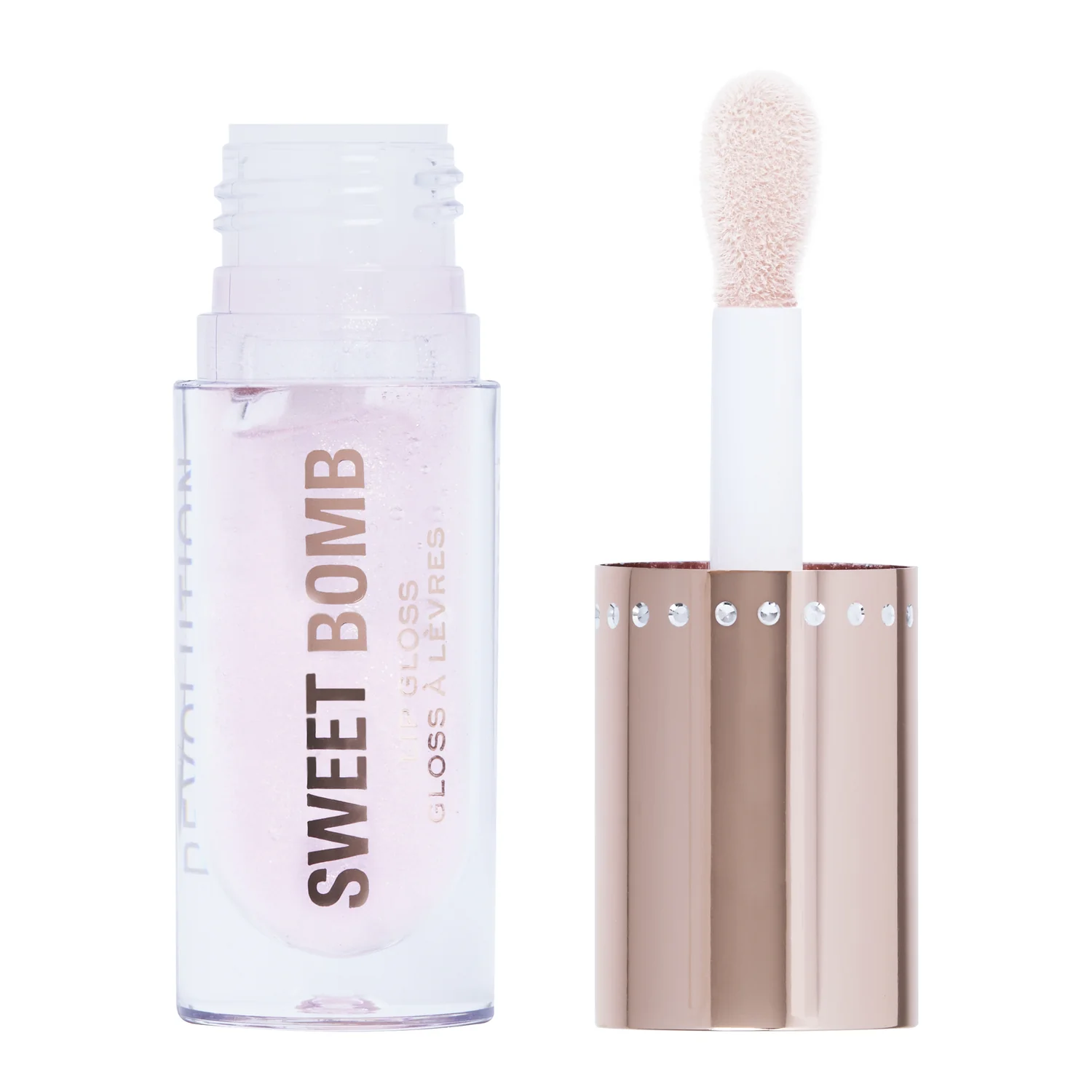 Revolution, Sweet Bomb Lip Gloss Candyfloss Pink Glitter 1×4,5 ml, lesk na pery