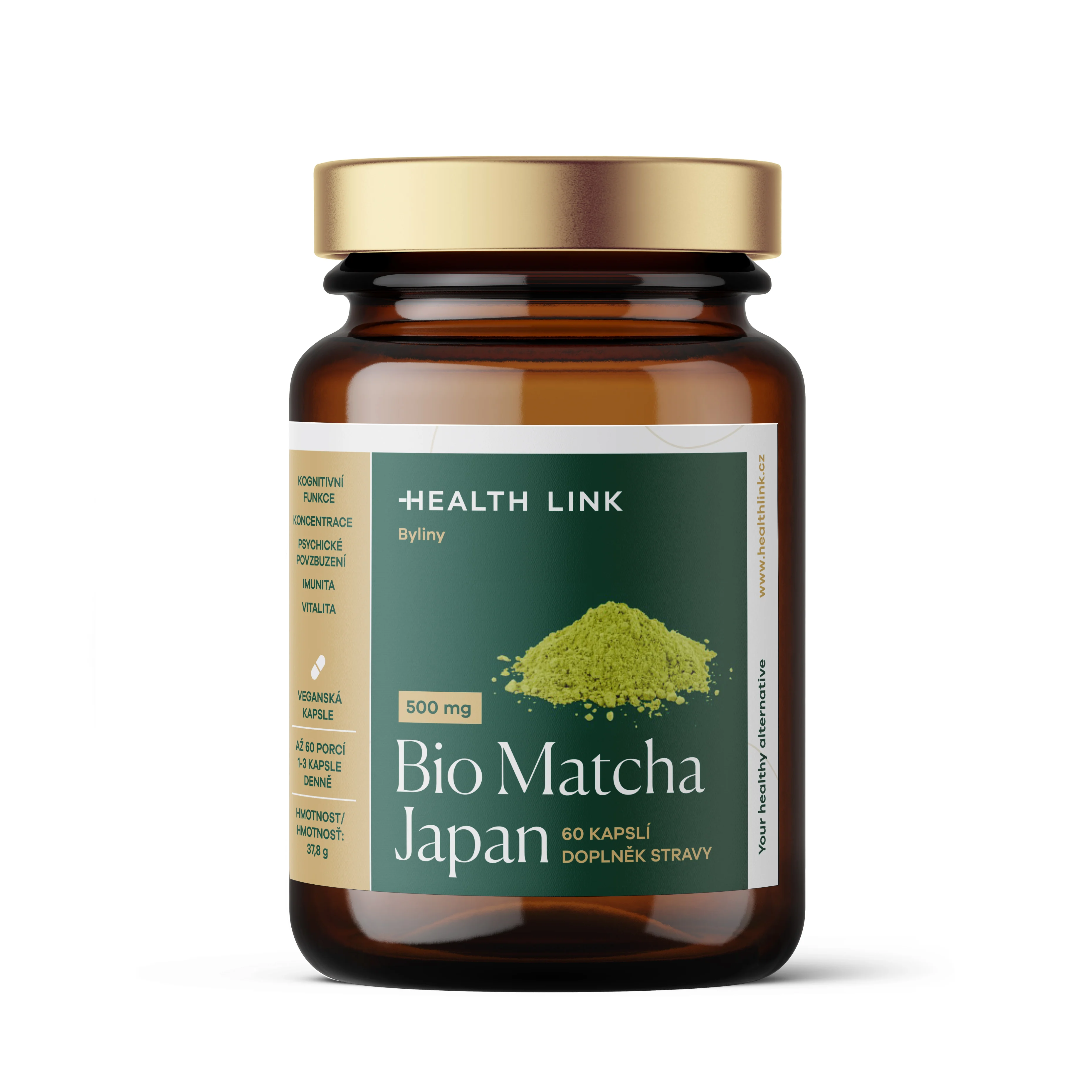 HEALTH LINK BIO Matcha Japan 500 mg 1×60 cps, výživový doplnok