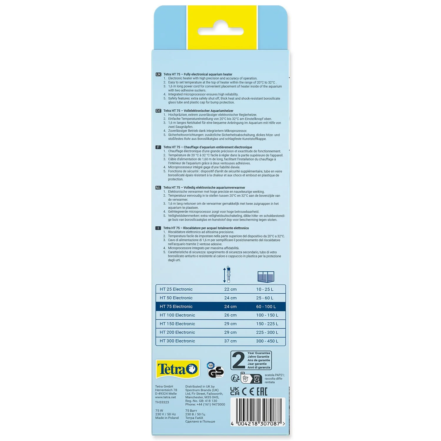 Ohrievač Tetra Electronic HT 75 75W, 60-100l