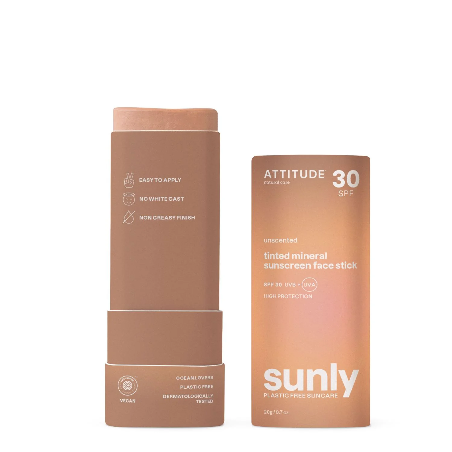ATTITUDE Tónovaná 100% ochranná tyčinka na tvár a pery SPF 30 20 g