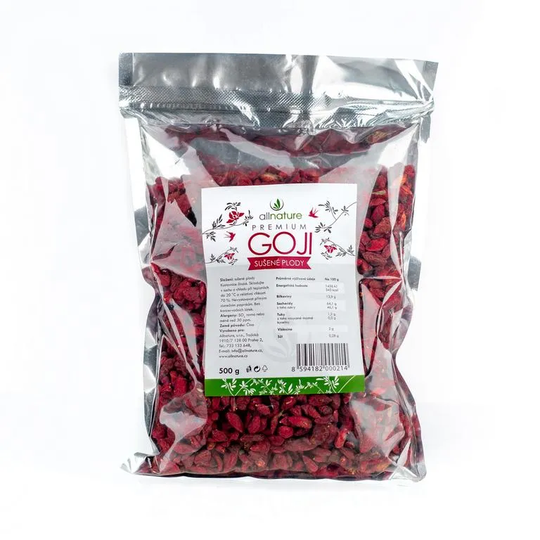 Allnature Goji - Kustovnica Čínska Sušená 500g 1×500g