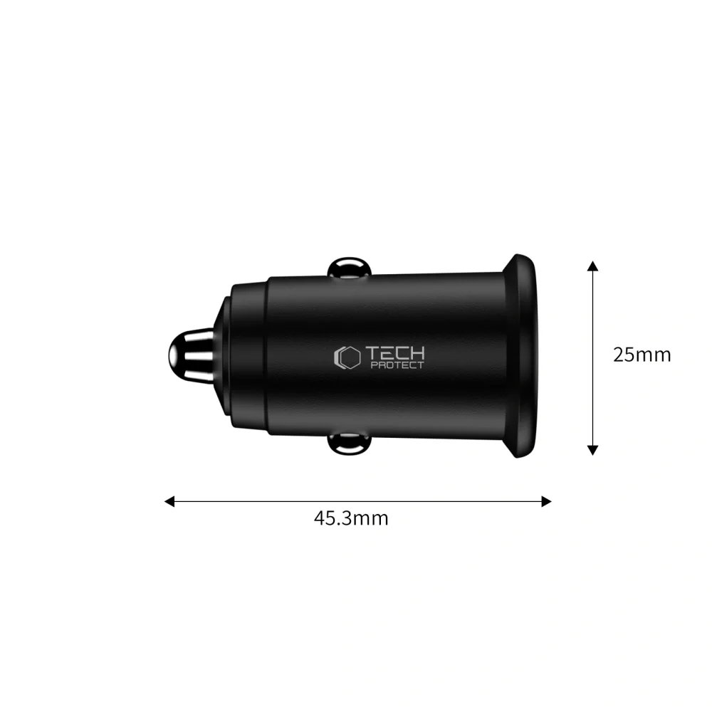 Tech-Protect CC02 autonabíjačka USB / USB-C 35W PD QC, čierna