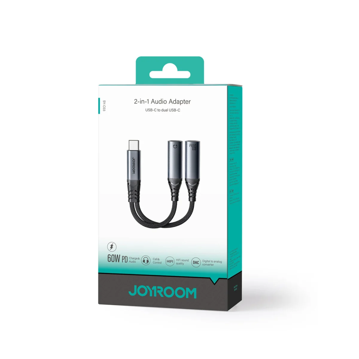 Joyroom SY-C03 adaptér USB-C / 2x USB-C, čierny