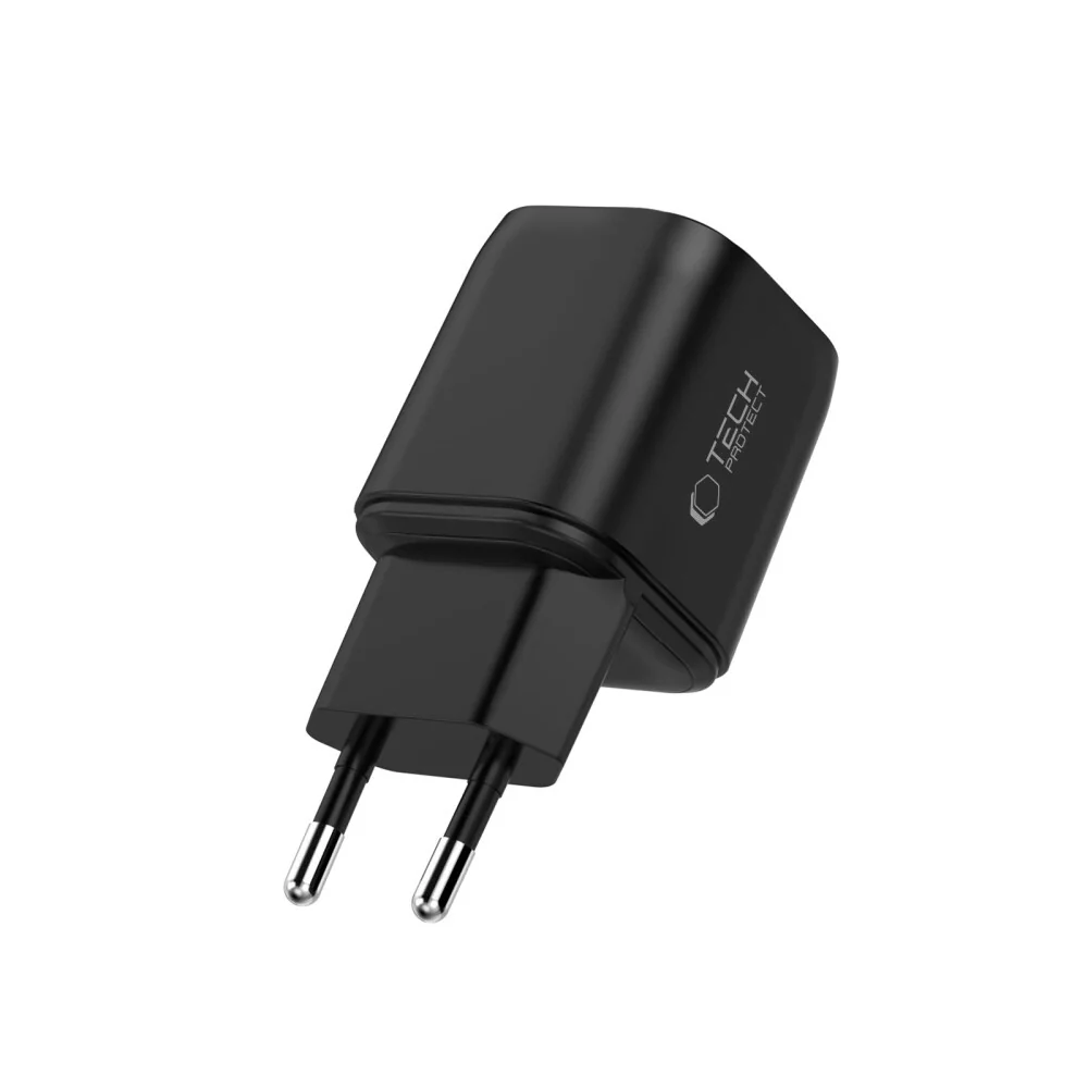 Tech-Protect NCA100W GaN sieťová nabíjačka USB / 2x USB-C PD 3.2 100W / QC3.0, čierna