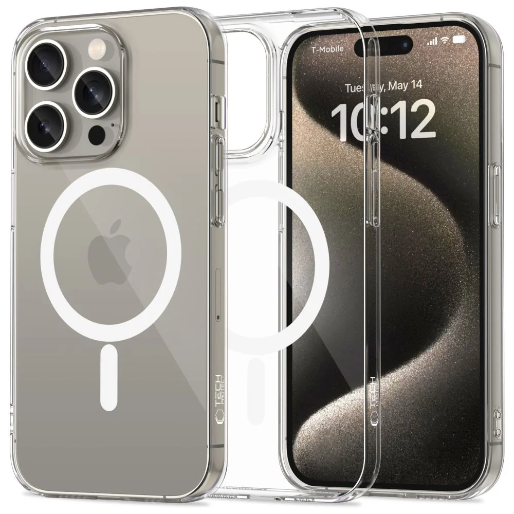 Tech-Protect FlexAir MagSafe kryt na iPhone 15 Pro Max, priesvitný