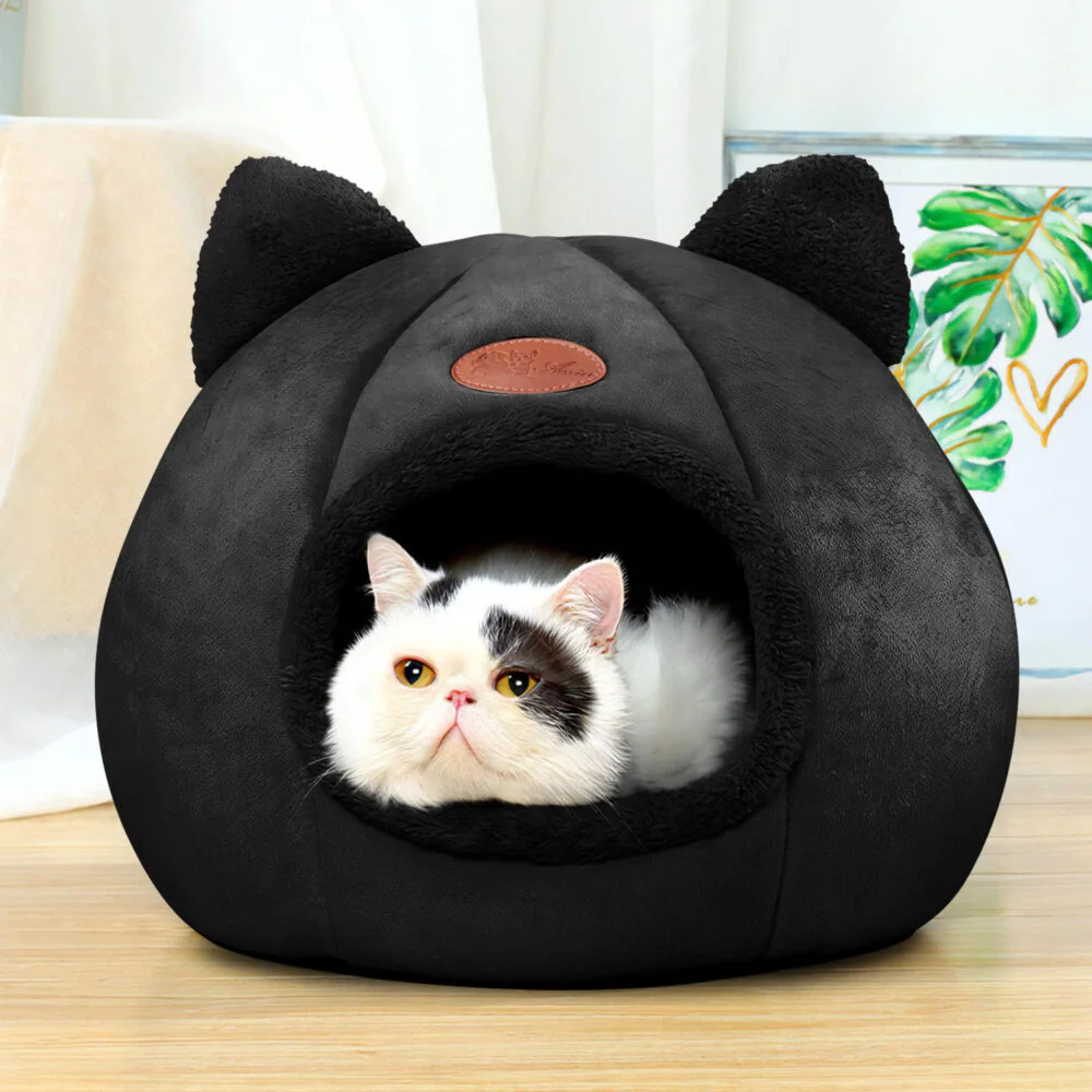 LIVEFY Plush pelech pre mačky 36 x 36 cm, čierny
