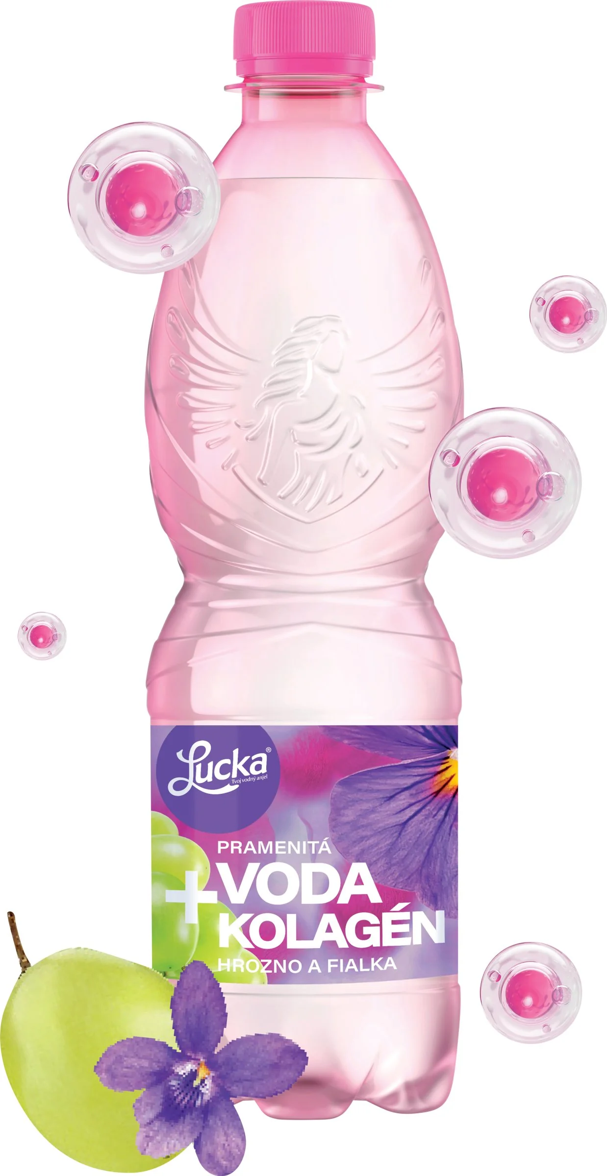 LUCKA - kolagén s príchuťou hrozno a fialka 0,5l 1×500 ml, pramenitá voda