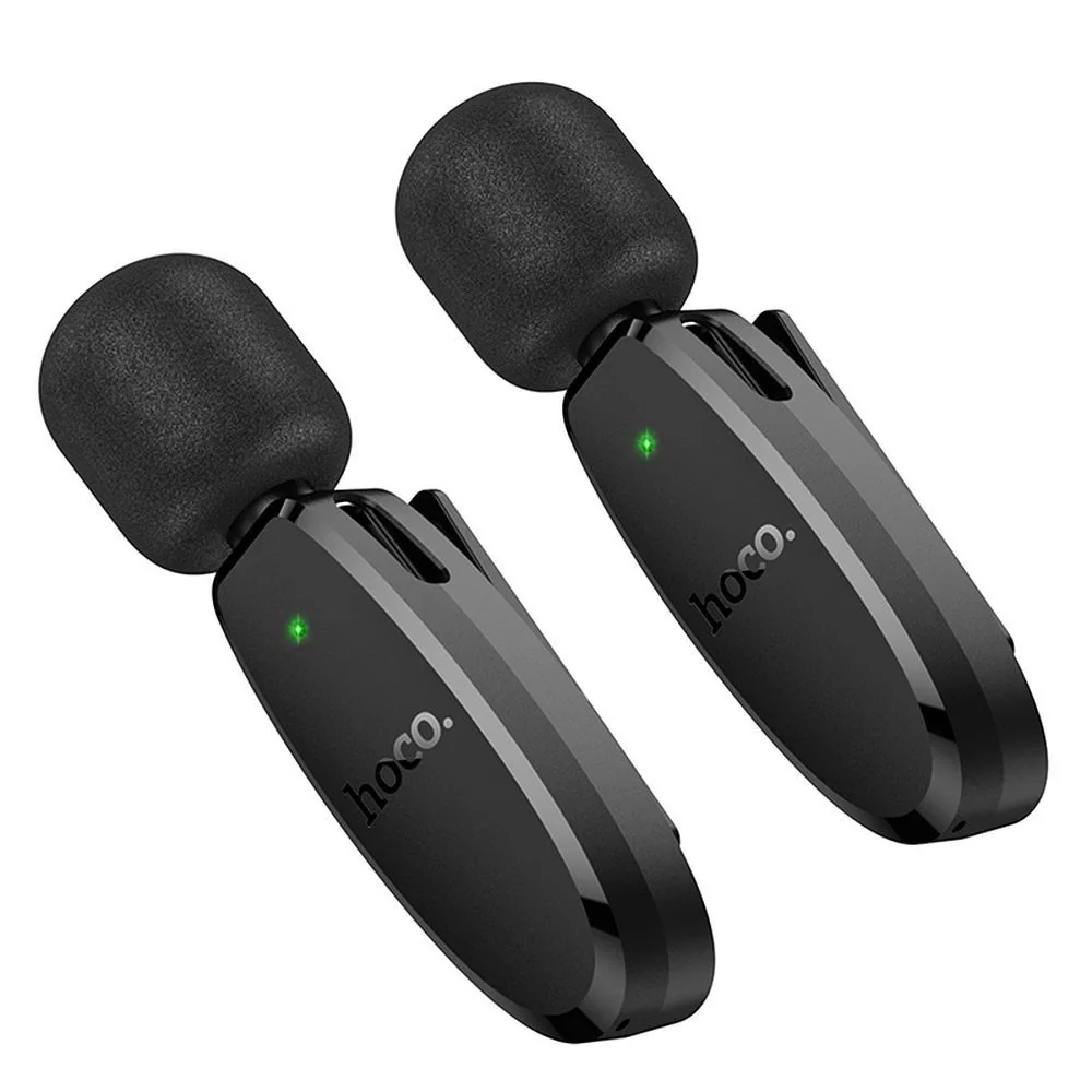Hoco L15 bezdrôtový lavalier mikrofón Lightning / USB-C 2ks, čierny
