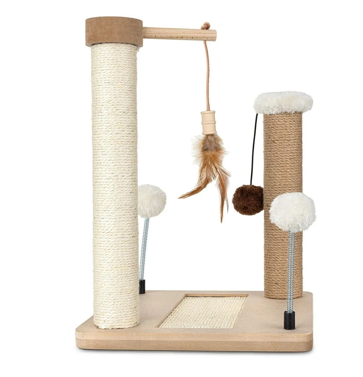 Škrabadlo pre mačky Cat Tree 40 cm – MDF, sisal, juta, guličky na pružinách a šnúrkach