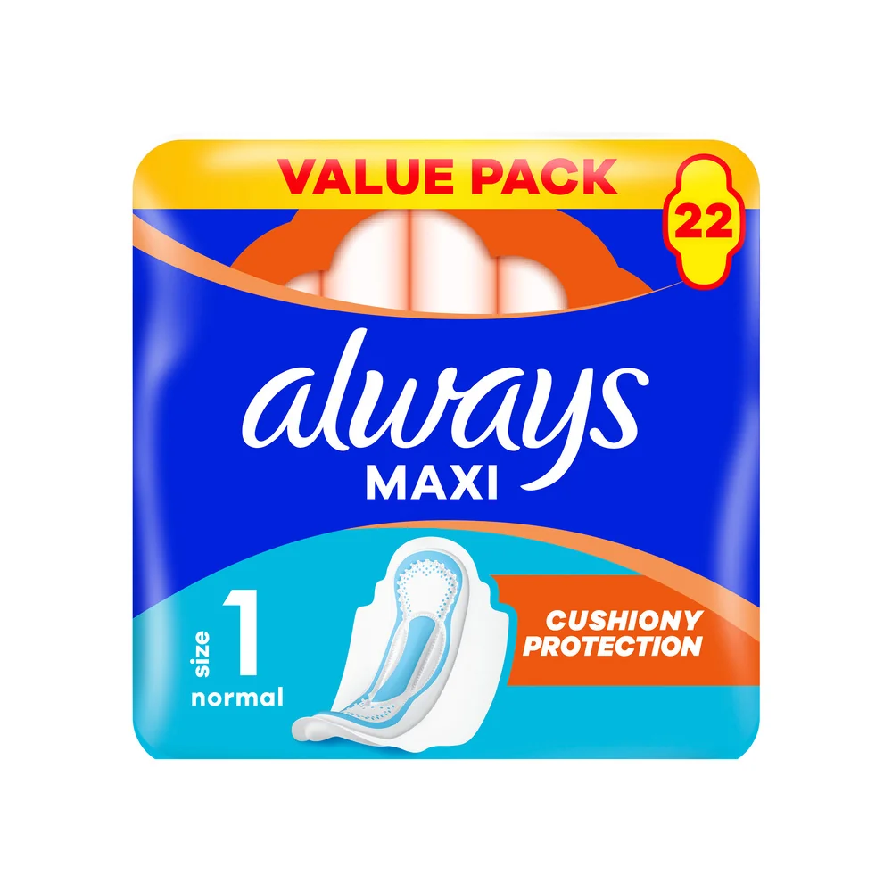 Always Maxi Normal Hygienické Vložky (Veľkosť 1) S Krídelkami 22 ks