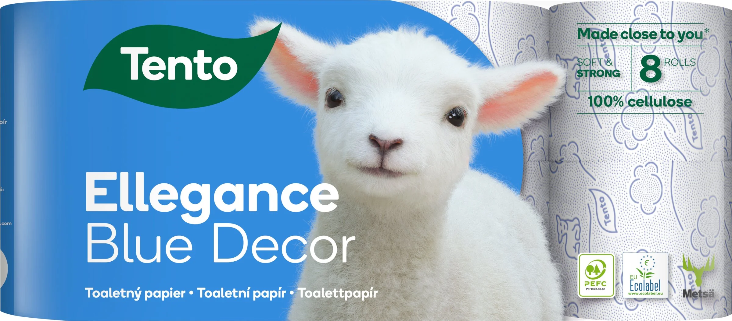 Tento Toaletny Papier Blue Decor 3vr 1×8 ks, toaletný papier 3 vrstvový