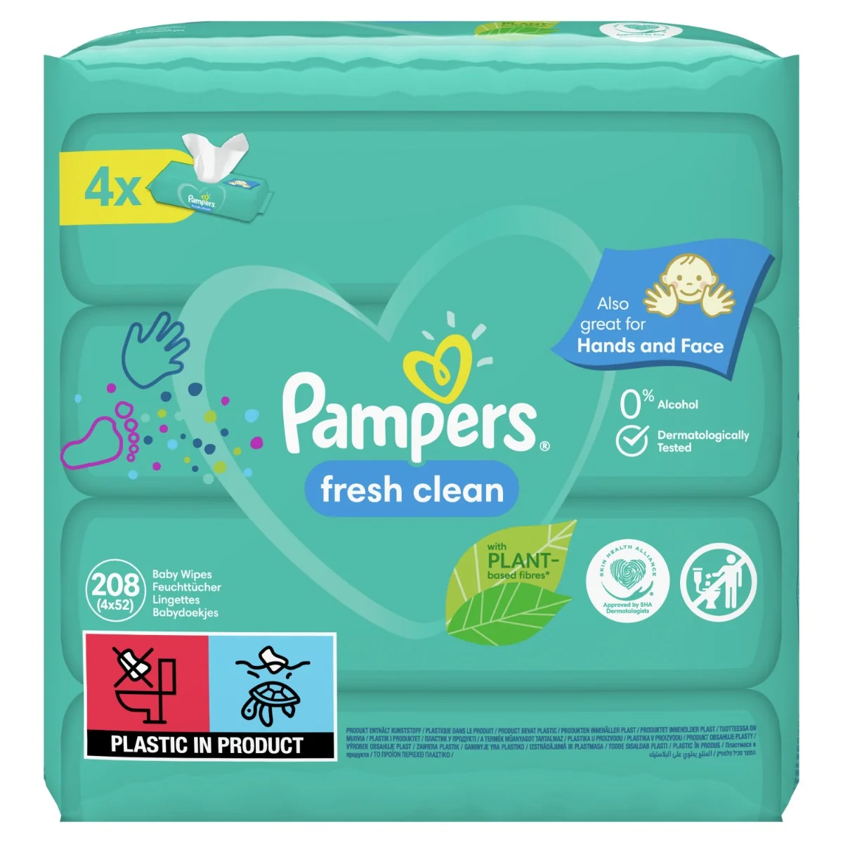 Pampers Fresh Clean - baby scent 4×52 ks, vlhčené obrúsky