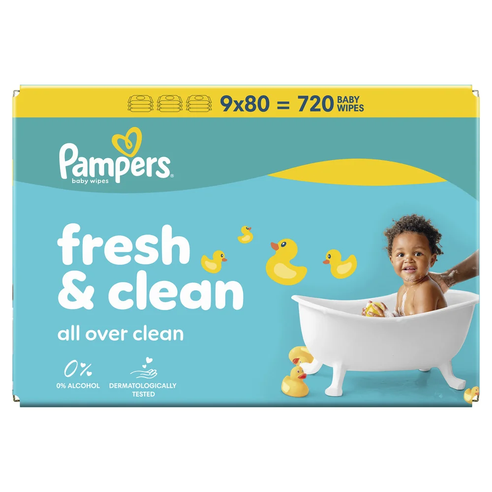 Pampers Fresh Clean Baby detské čistiace obrúsky 9 x 80 ks
