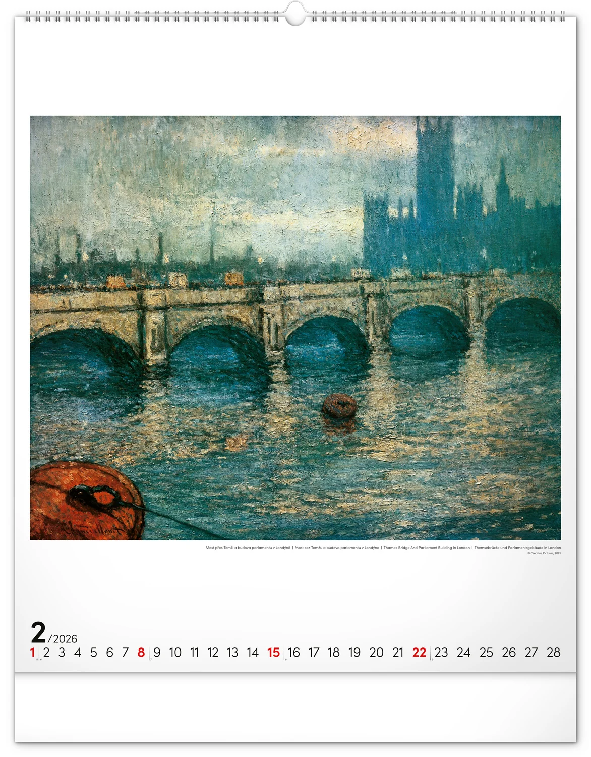 NOTIQUE Nástenný kalendár Claude Monet 2026, 48 x 56 cm