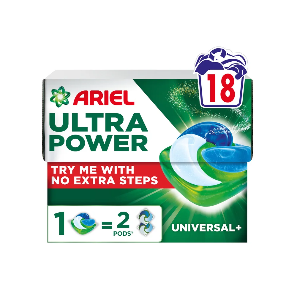 Ariel ULTRA POWER PODS, Kapsule Na Pranie S Tekutým Pracím Prostriedkom, 18 Pranie, Universal+ 1×18 ks