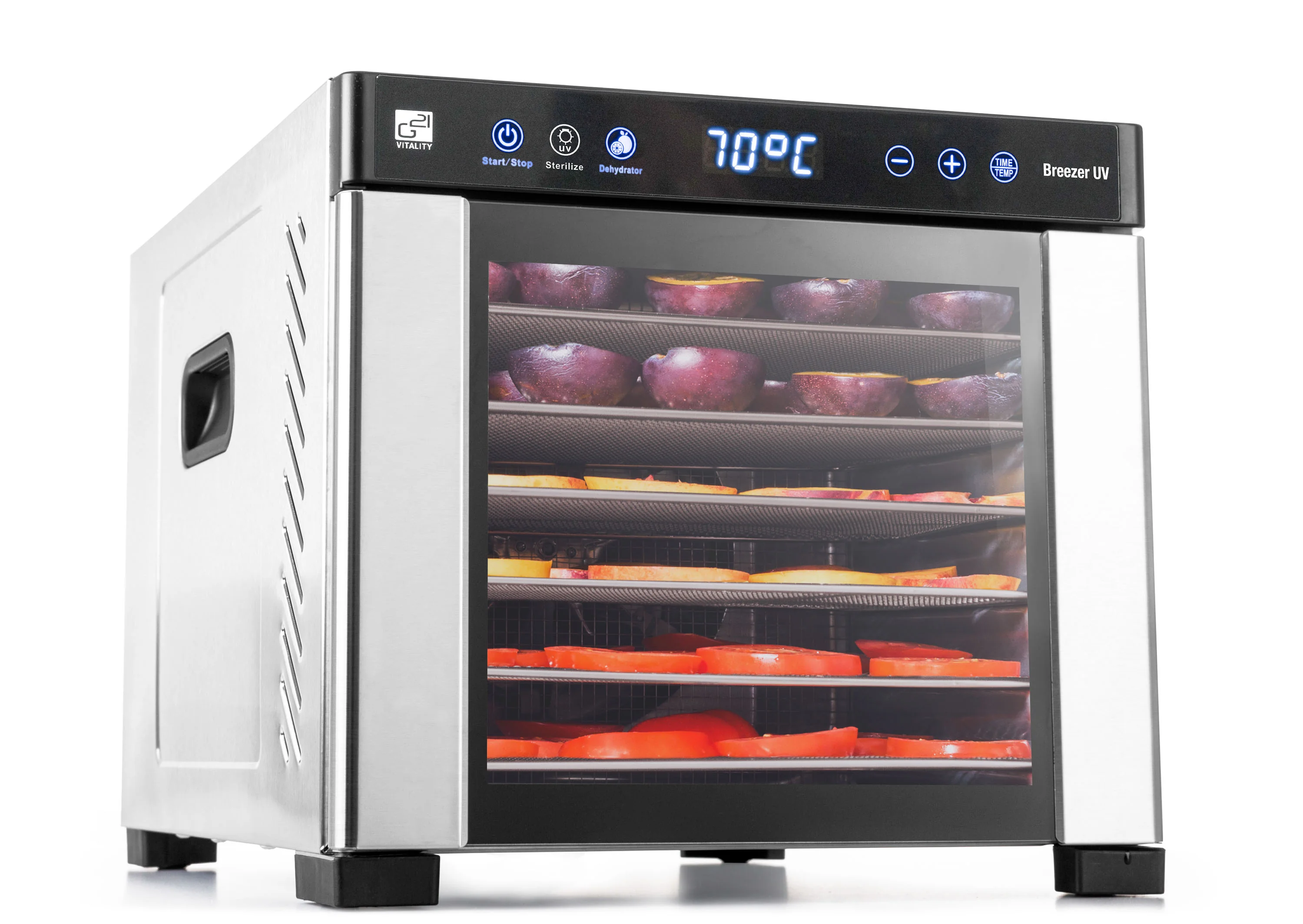 Sušička ovocia G21 Breezer s UV funkciou, nerez BRZ-650W-UV