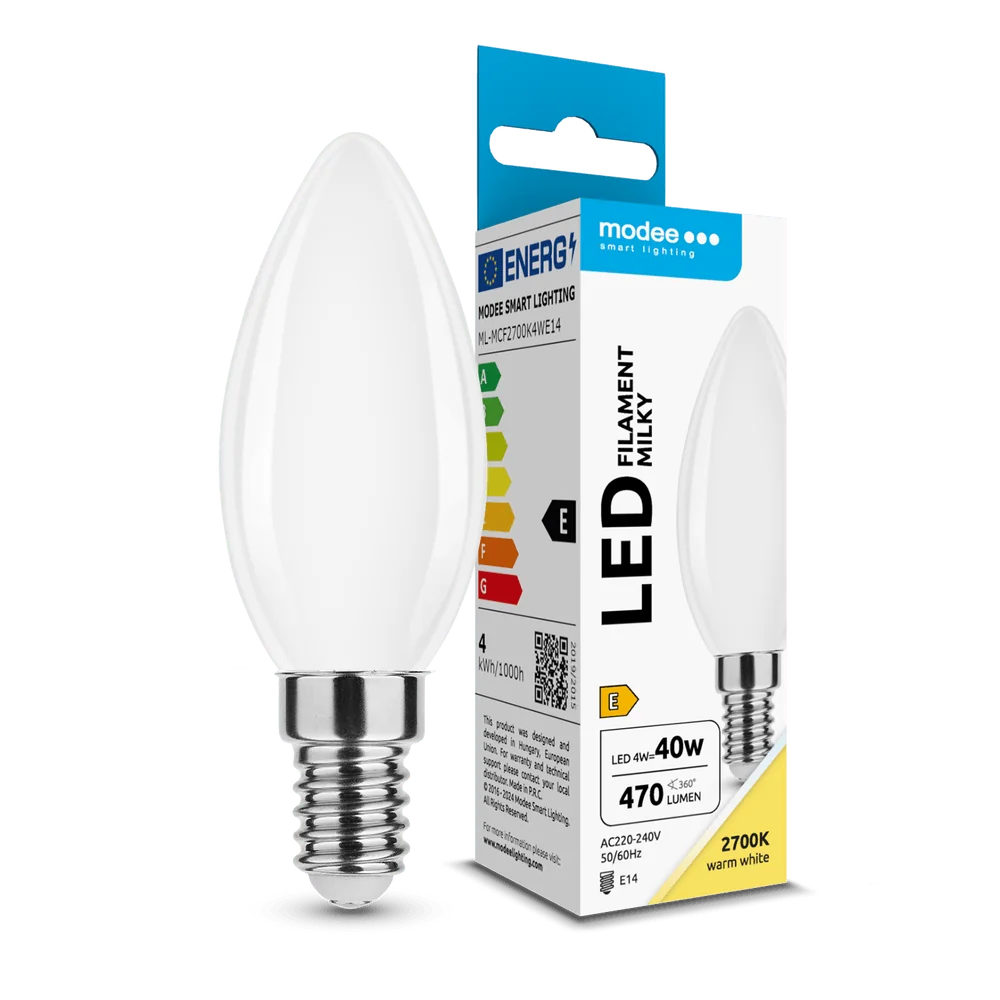 Modee LED žiarovka Filament Milky Candle C35 4W E14 430lm teplá biela (ML-MCF2700K4WE14)