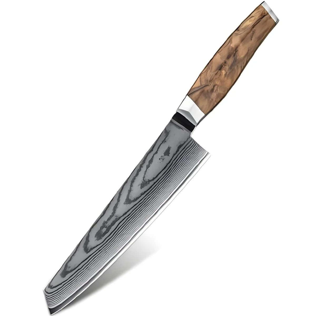 Damaškový kuchynský nôž Zenroku-Kiritsuke Hnedá, 20,5 cm čepeľ