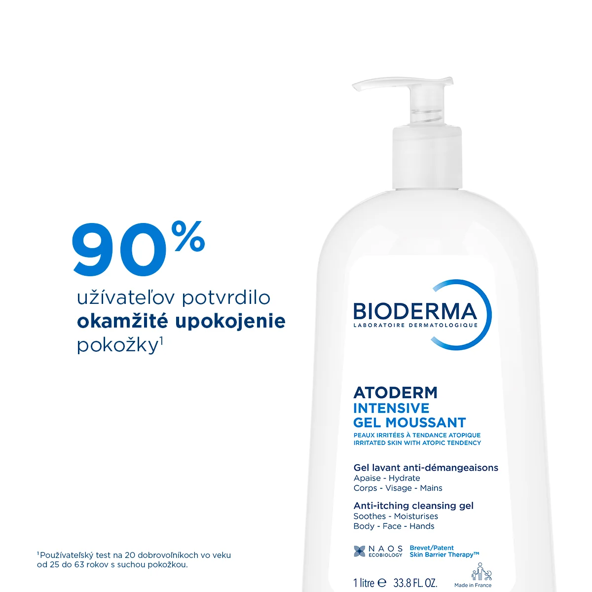 BIODERMA Atoderm Intensive gel moussant sprchový gél pre atopickú a suchú pokožku 1×1000 ml, upokojujúci sprchový gél v