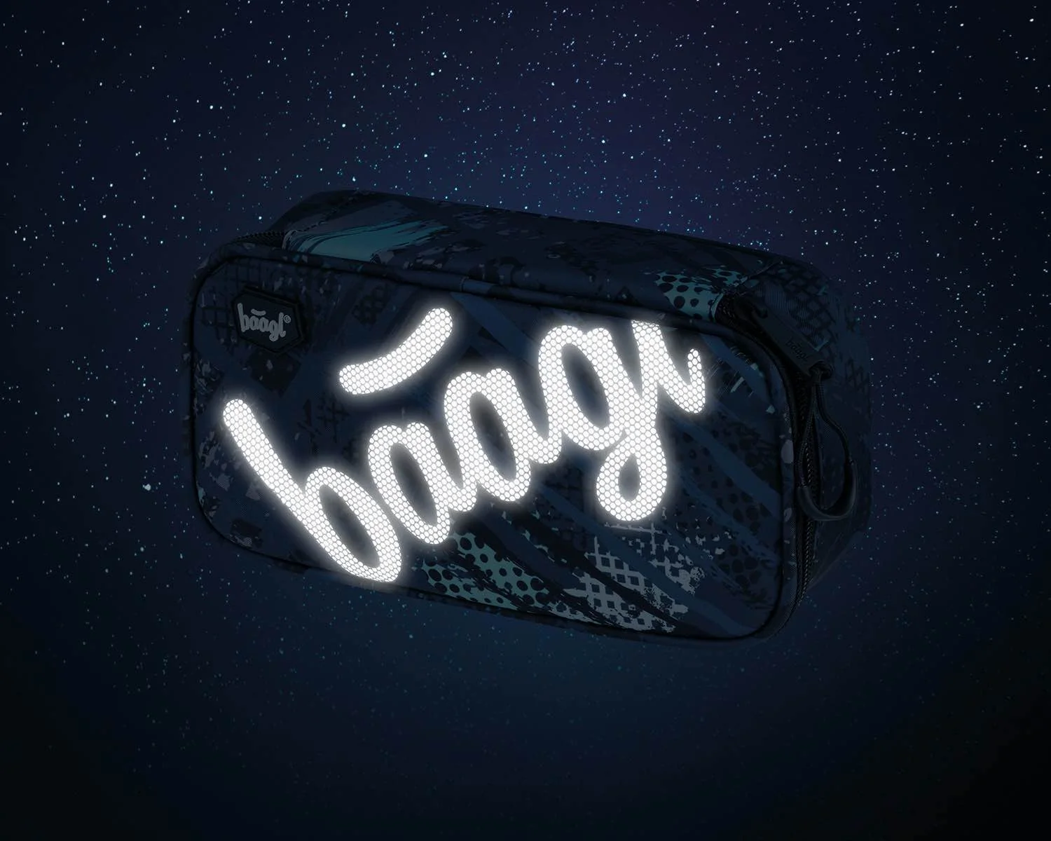 Baagl školský peračník etui Skate Štruktúry, modrý čierny, oválny