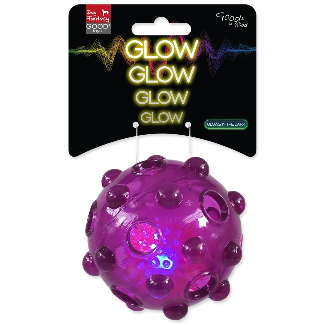 Hračka Dog Fantasy Glow loptička z TPR gumy fialová 8cm