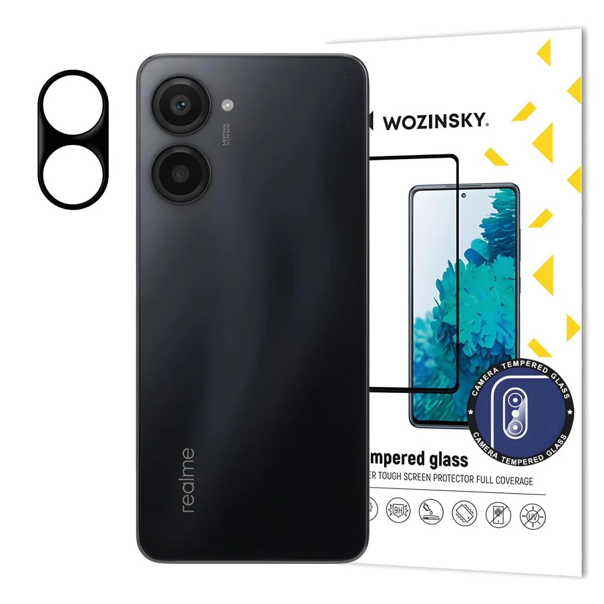 Tvrdené sklo na kameru 9H pre Realme 10 Pro - Čierna