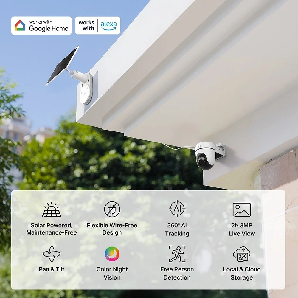 Kamera TP-Link Tapo C610 KIT 3MPx, vonkajšia, IP PTZ, WiFi batéria, prisvietenie, solárny panel