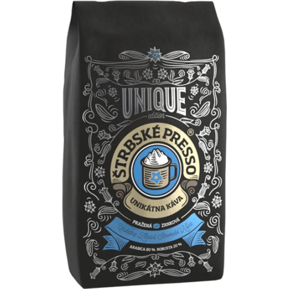 Štrbské Presso Blue Unique Zrnková Káva 1×1000 g, zrnková káva