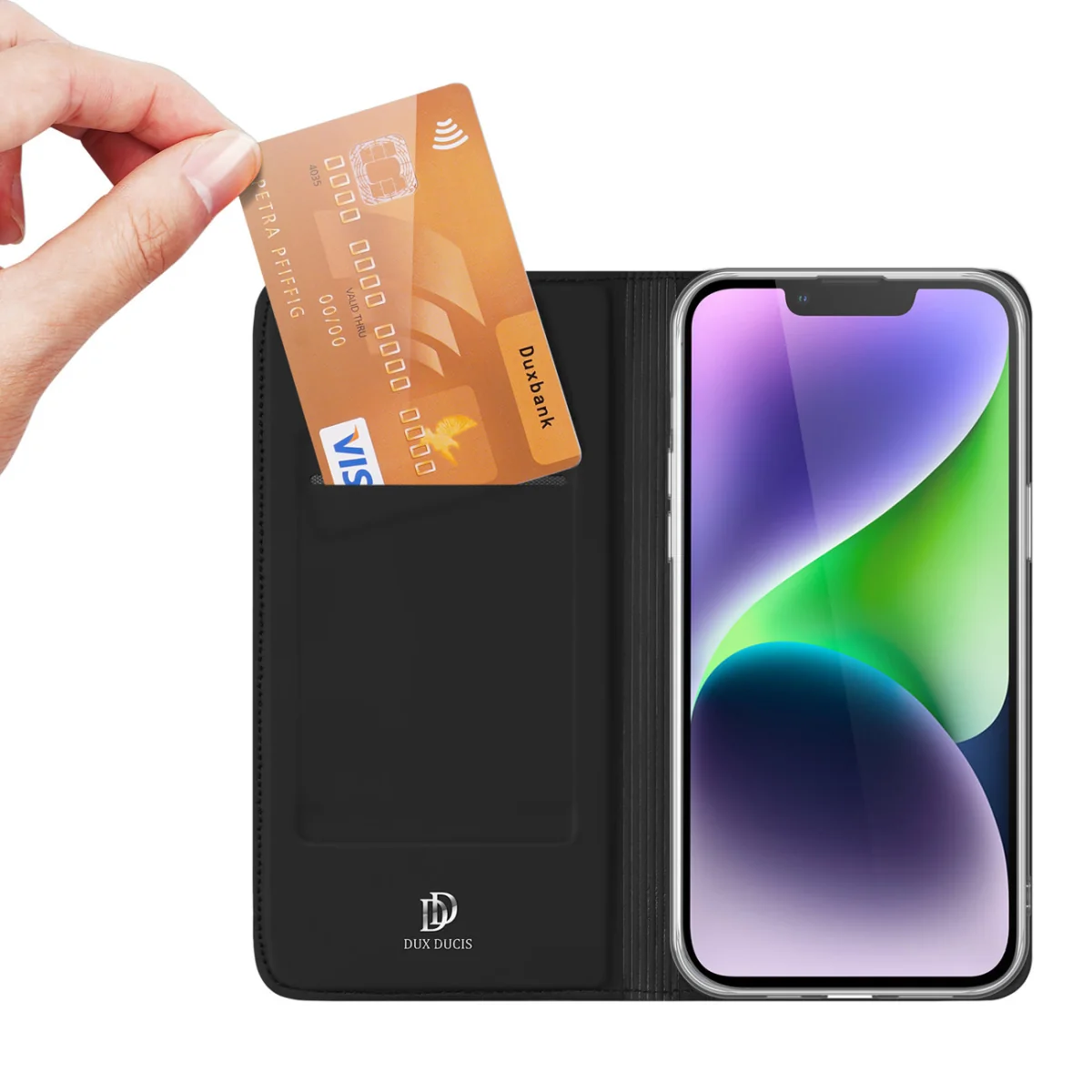 Dux Ducis Skin Pro knižkové puzdro na iPhone 15 Plus, čierne
