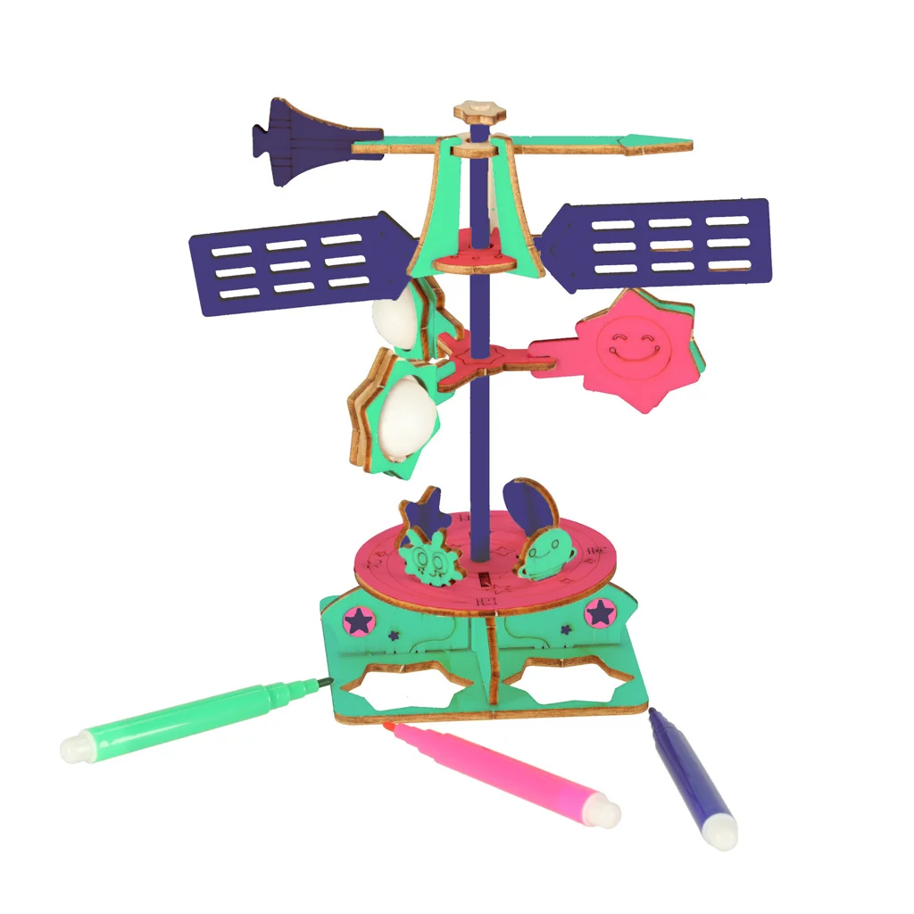 3D drevený veterný mlyn, edukatívny model skladačka