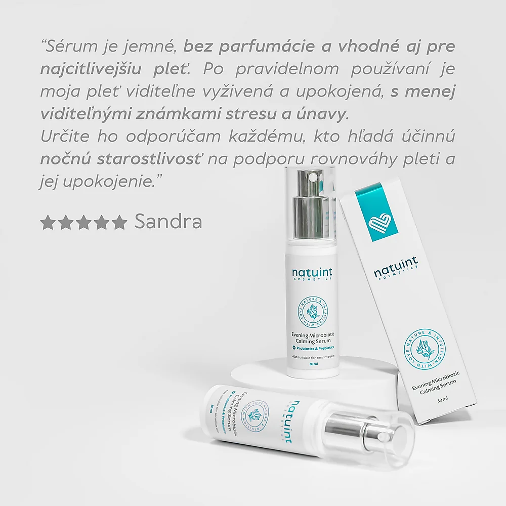 Natuint cosmetics - Nočné mikrobiotické sérum Upokojujúce Evening Microbiotic Calming Serum