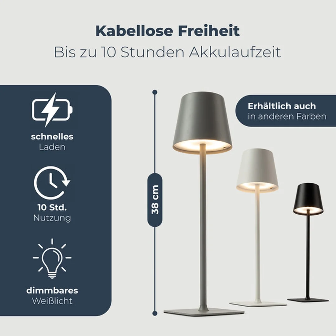 Classbach TL 4025 LED dobíjacia stolová lampa, RGB, USB-C, sivá