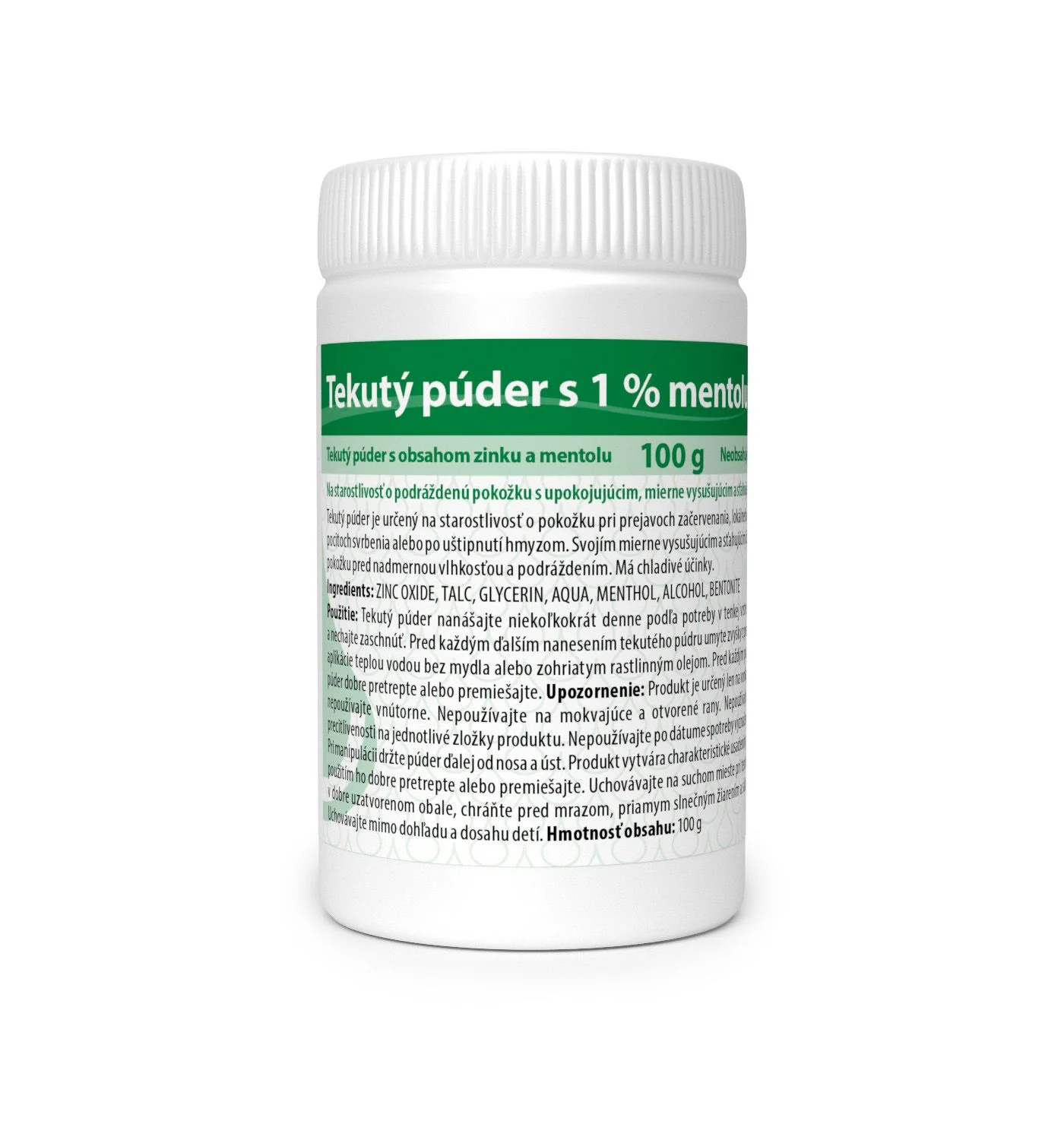 VULM Tekutý púder s 1% mentolu 1×100 g, tekutý púder
