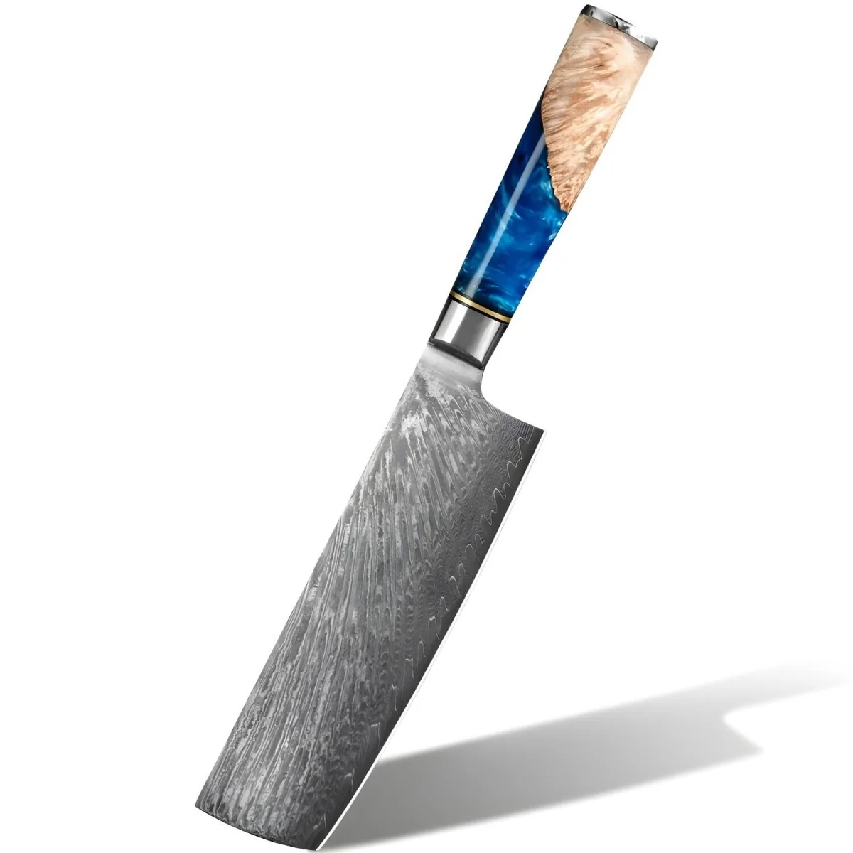 Damaškový kuchynský nôž Small Cleaver/Modrá