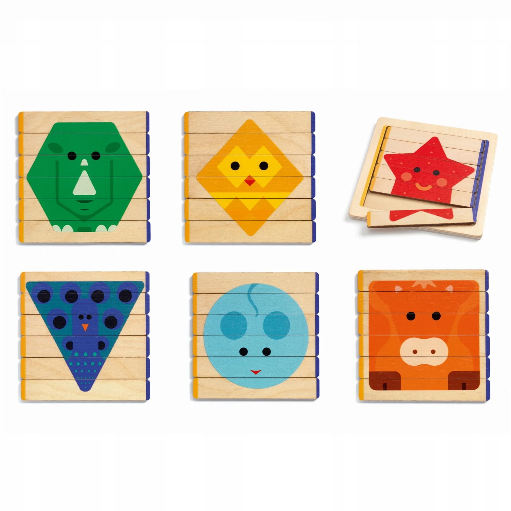 Djeco - Drevené puzzle farebné zvieratá 36 dielokov